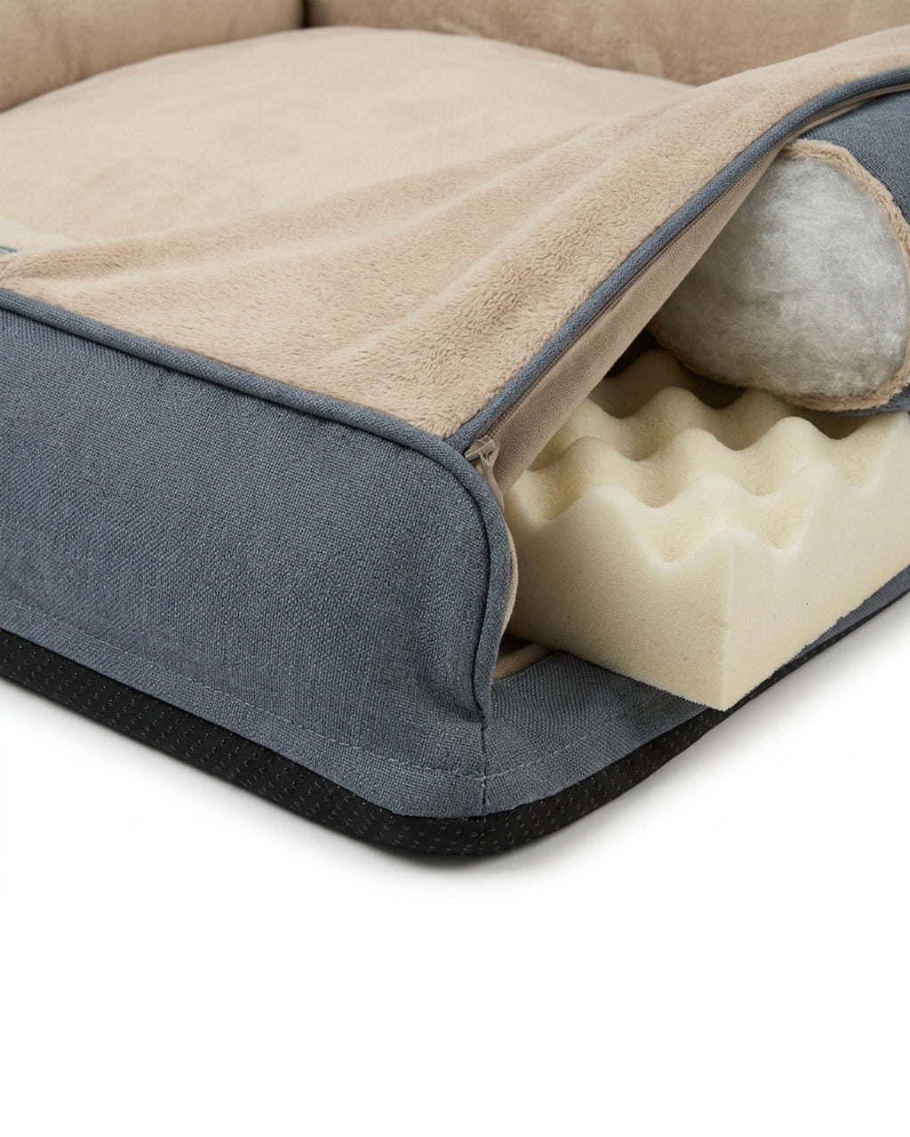 Zentran XL Bolster Foam Dog Bed 110 x 80 cm Slate and Sand - Detail view