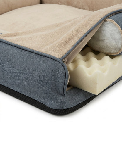 Zentran XL Bolster Foam Dog Bed 110 x 80 cm Slate and Sand - Detail view