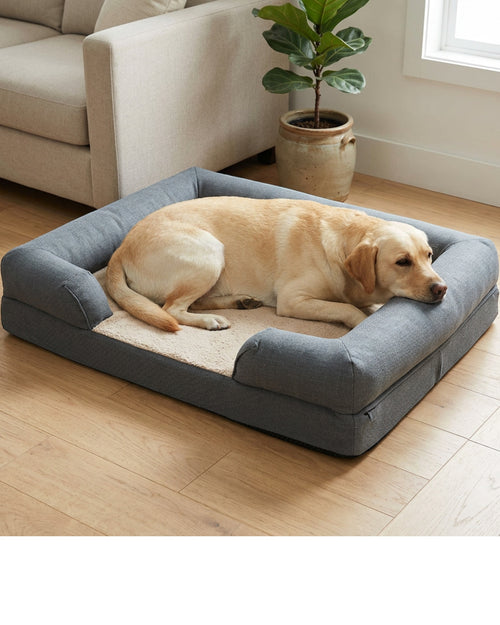 Zentran XL Bolster Foam Dog Bed 110 x 80 cm Slate and Sand - Lifestyle view