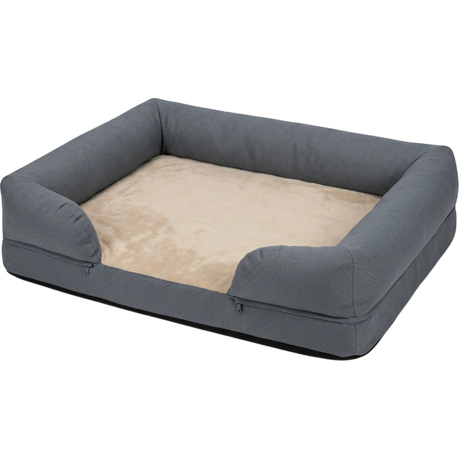 Zentran XL Bolster Foam Dog Bed 110 x 80 cm Slate and Sand
